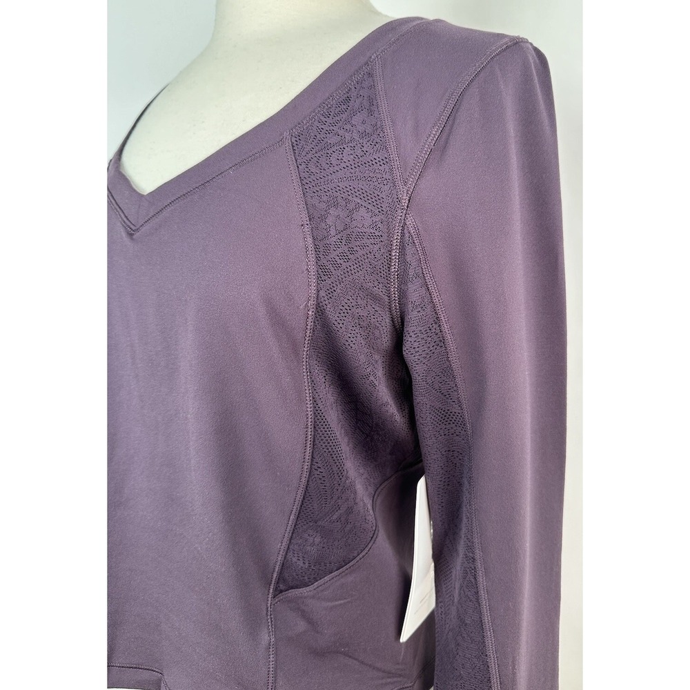 NWT Athleta Shanti Lace Top Plus 1X 16W 18W Deep Crocus Violet Fitted Crop Scoop - Picture 3 of 16